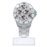 Elegant Purple Floral Jacquard Mesh Lace Fabric Plastic Nurses Watch