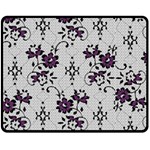 Elegant Purple Floral Jacquard Mesh Lace Fabric Two Sides Fleece Blanket (Medium)