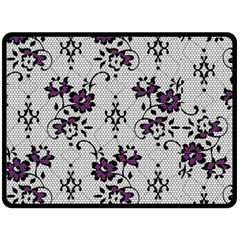 Elegant Purple Floral Jacquard Mesh Lace Fabric Two Sides Fleece Blanket (Large) from ArtsNow.com 80 x60  Blanket Front