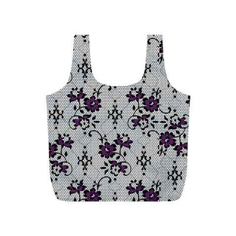 Elegant Purple Floral Jacquard Mesh Lace Fabric Full Print Recycle Bag (S) from ArtsNow.com Back