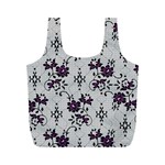 Elegant Purple Floral Jacquard Mesh Lace Fabric Full Print Recycle Bag (M)