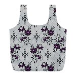 Elegant Purple Floral Jacquard Mesh Lace Fabric Full Print Recycle Bag (L)