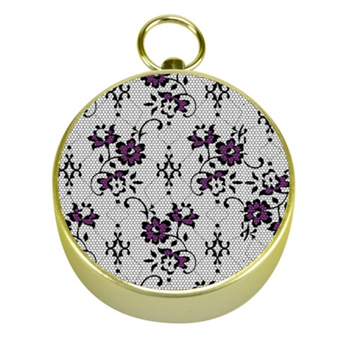 Elegant Purple Floral Jacquard Mesh Lace Fabric Gold Compasses from ArtsNow.com Front