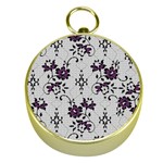 Elegant Purple Floral Jacquard Mesh Lace Fabric Gold Compasses