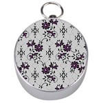 Elegant Purple Floral Jacquard Mesh Lace Fabric Silver Compasses