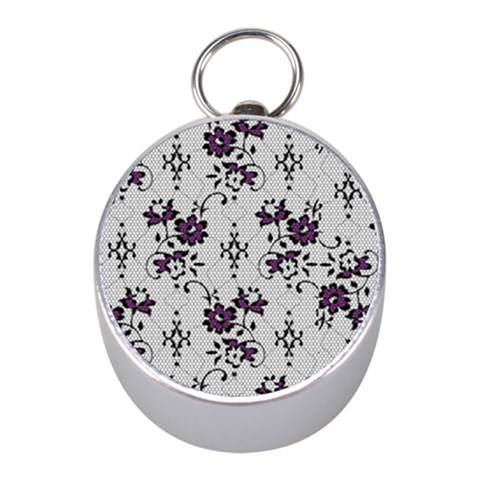 Elegant Purple Floral Jacquard Mesh Lace Fabric Mini Silver Compasses from ArtsNow.com Front