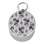 Elegant Purple Floral Jacquard Mesh Lace Fabric Mini Silver Compasses