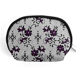 Elegant Purple Floral Jacquard Mesh Lace Fabric Accessory Pouch (Medium)