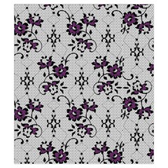 Elegant Purple Floral Jacquard Mesh Lace Fabric Drawstring Pouch (Small) from ArtsNow.com Back