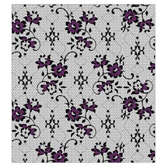 Elegant Purple Floral Jacquard Mesh Lace Fabric Drawstring Pouch (Large) from ArtsNow.com Front