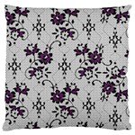 Elegant Purple Floral Jacquard Mesh Lace Fabric Large Premium Plush Fleece Cushion Case (One Side)