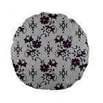 Elegant Purple Floral Jacquard Mesh Lace Fabric Standard 15  Premium Flano Round Cushions