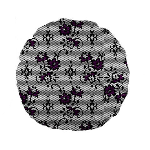 Elegant Purple Floral Jacquard Mesh Lace Fabric Standard 15  Premium Flano Round Cushions from ArtsNow.com Back