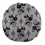 Elegant Purple Floral Jacquard Mesh Lace Fabric Large 18  Premium Flano Round Cushions