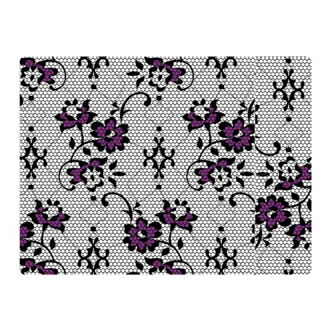 Elegant Purple Floral Jacquard Mesh Lace Fabric Two Sides Premium Plush Fleece Blanket (Mini) from ArtsNow.com 35 x27  Blanket Front