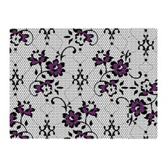 Elegant Purple Floral Jacquard Mesh Lace Fabric Two Sides Premium Plush Fleece Blanket (Mini) from ArtsNow.com 35 x27  Blanket Front