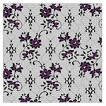 Elegant Purple Floral Jacquard Mesh Lace Fabric Square Satin Scarf (36  x 36 )