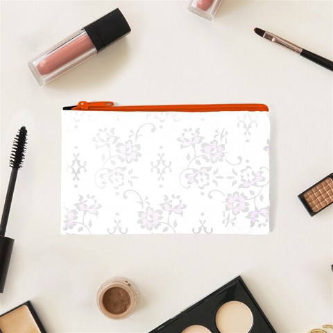 Elegant Purple Floral Jacquard Mesh Lace Fabric Cosmetic Bag (XS) from ArtsNow.com Front