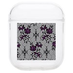 Elegant Purple Floral Jacquard Mesh Lace Fabric Soft TPU AirPods 1/2 Case