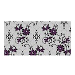 Elegant Purple Floral Jacquard Mesh Lace Fabric Satin Wrap 35  x 70 