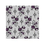 Elegant Purple Floral Jacquard Mesh Lace Fabric Square Satin Scarf (30  x 30 )