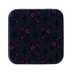 Elegant Purple Floral Jacquard Mesh Lace Fabric Square Metal Box (Black)