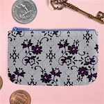 Elegant Purple Floral Jacquard Mesh Lace Fabric Large Coin Purse