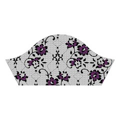 Elegant Purple Floral Jacquard Mesh Lace Fabric Cotton Crop Top from ArtsNow.com Left Sleeve