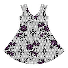 Elegant Purple Floral Jacquard Mesh Lace Fabric Short Sleeve V Front