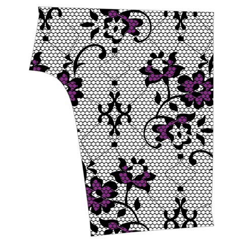 Elegant Purple Floral Jacquard Mesh Lace Fabric Sleeveless Cozy Lounge Set  from ArtsNow.com Back Bottom Right