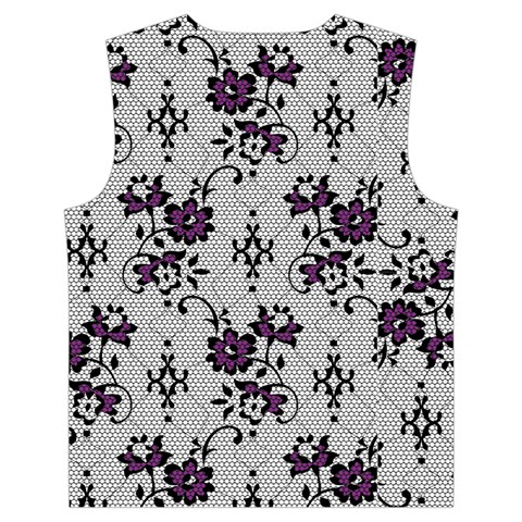 Elegant Purple Floral Jacquard Mesh Lace Fabric Kid s Button Up Puffer Vest from ArtsNow.com Back