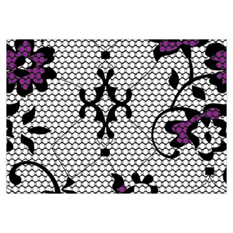 Elegant Purple Floral Jacquard Mesh Lace Fabric Everyday Shoulder Bag with Pouch Bag from ArtsNow.com Zipper Tail