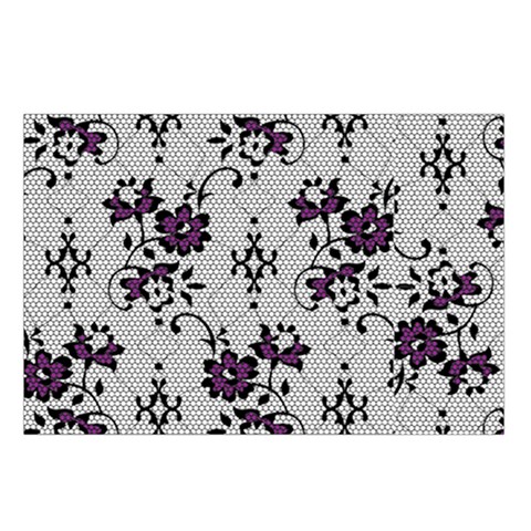 Elegant Purple Floral Jacquard Mesh Lace Fabric Waist Pouch (Small) from ArtsNow.com Loop