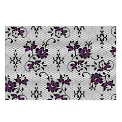 Elegant Purple Floral Jacquard Mesh Lace Fabric Waist Pouch (Small) from ArtsNow.com Loop