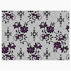 Elegant Purple Floral Jacquard Mesh Lace Fabric Roll Up Canvas Pencil Holder (M) from ArtsNow.com Front