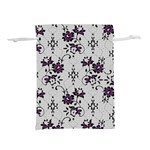 Elegant Purple Floral Jacquard Mesh Lace Fabric Lightweight Drawstring Pouch (S)