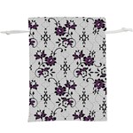 Elegant Purple Floral Jacquard Mesh Lace Fabric Lightweight Drawstring Pouch (XL)