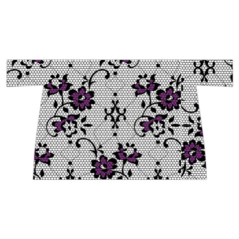 Elegant Purple Floral Jacquard Mesh Lace Fabric Wristlet Pouch Bag (Small) from ArtsNow.com Front