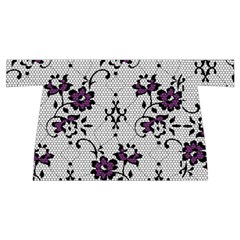 Elegant Purple Floral Jacquard Mesh Lace Fabric Wristlet Pouch Bag (Small) from ArtsNow.com Front