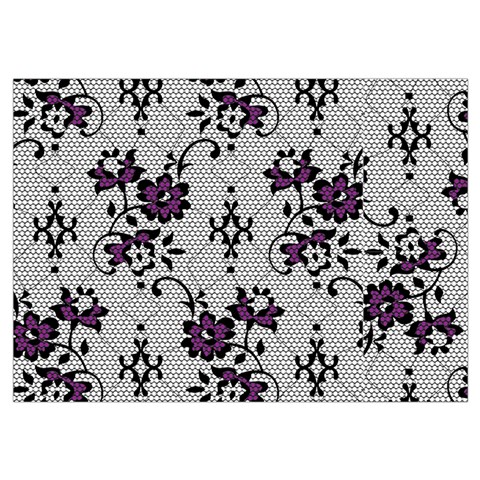 Elegant Purple Floral Jacquard Mesh Lace Fabric Wristlet Pouch Bag (Small) from ArtsNow.com Belt Loop