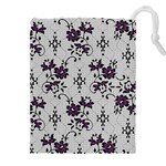 Elegant Purple Floral Jacquard Mesh Lace Fabric Drawstring Pouch (4XL)