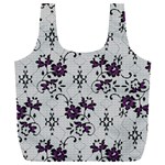 Elegant Purple Floral Jacquard Mesh Lace Fabric Full Print Recycle Bag (XXL)