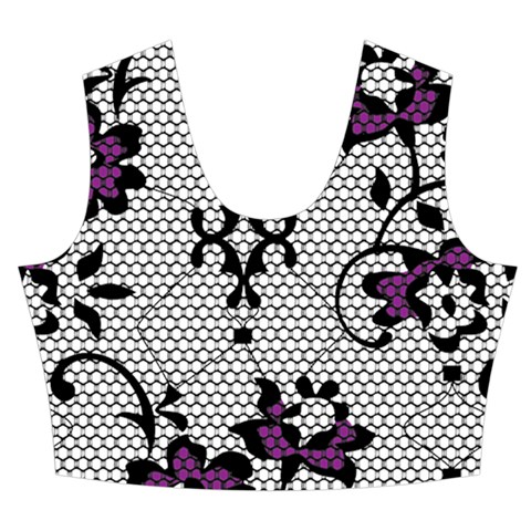 Elegant Purple Floral Jacquard Mesh Lace Fabric Women s Crop Top Pleated Skater Rave Skirt from ArtsNow.com Front