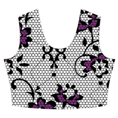 Elegant Purple Floral Jacquard Mesh Lace Fabric Women s Crop Top Pleated Skater Rave Skirt from ArtsNow.com Front