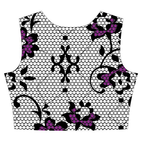 Elegant Purple Floral Jacquard Mesh Lace Fabric Women s Crop Top Pleated Skater Rave Skirt from ArtsNow.com Back