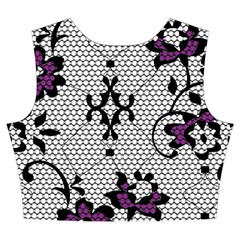 Elegant Purple Floral Jacquard Mesh Lace Fabric Women s Crop Top Pleated Skater Rave Skirt from ArtsNow.com Back