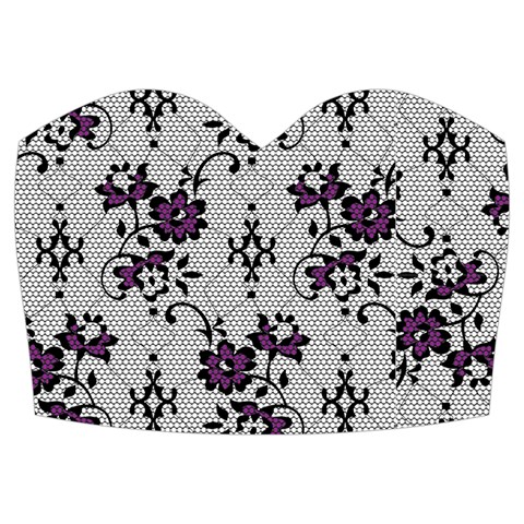 Elegant Purple Floral Jacquard Mesh Lace Fabric Knee Front Top