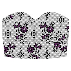 Elegant Purple Floral Jacquard Mesh Lace Fabric Knee Front Top