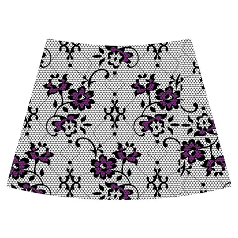 Elegant Purple Floral Jacquard Mesh Lace Fabric Knee Front Skirt