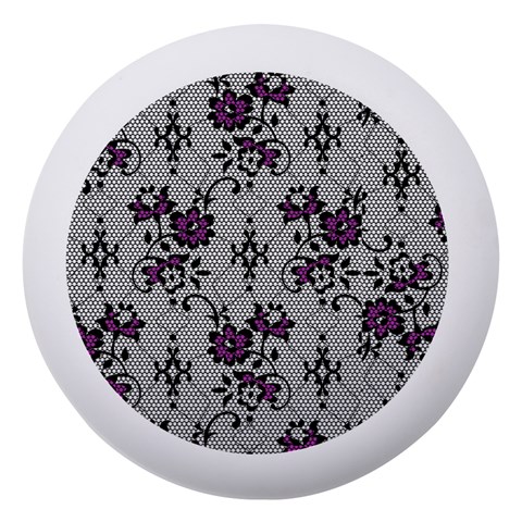 Elegant Purple Floral Jacquard Mesh Lace Fabric Dento Box with Mirror from ArtsNow.com Front